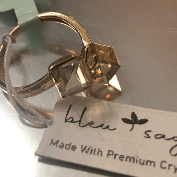 Bleu sage champagne colored   sterling silver 925 made with crystal premium - Picture 6 of 10